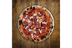 The Spicy - napoli sauce, mozzarella, salami, red onion, olives, fetta, chili flakes, chili oil