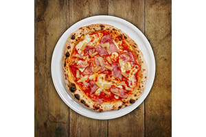 Hawaiian - napoli sauce, mozzarella, ham, pineapple
